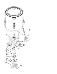 Gearcase, Motor And Pump Parts Diagram and Parts List for NTW4700YQ0  Amana Washer