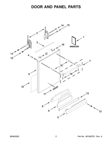 Door And Panel Parts Diagram and Parts List for MDB9979SKZ1  Maytag Dishwasher