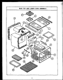 MAIN TOP / LOWER OVEN ASSY Diagram and Parts List for RKD395  Caloric Microwave Oven Combo
