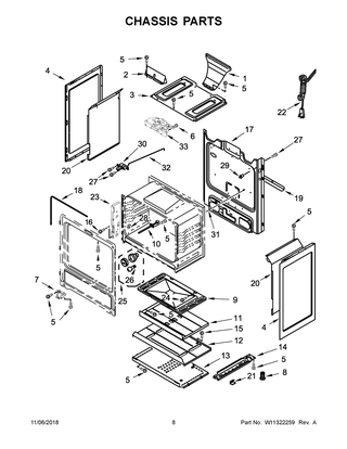 Chassis Parts Diagram and Parts List for AGR6603SFW2  Maytag Range