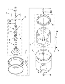 Agitator, Basket And Tub Parts Diagram and Parts List for 6AMTW5455TQ1  Maytag Washer