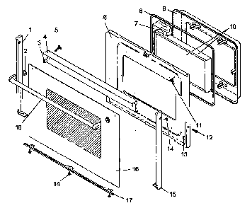 Oven Door Assembly Diagram and Parts List for ARR5200L-P1142688NL  Amana Range