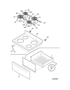 Top/drawer Diagram and Parts List for CCRE3530LWG  Crosley Range