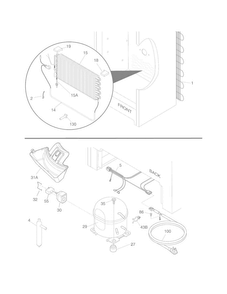 System Diagram and Parts List for CFUFHC21PW1  Crosley Freezer
