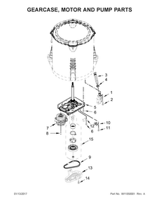 Gearcase, Motor And Pump Parts Diagram and Parts List for CAW35114GW0  Crosley Washer