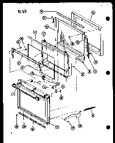 Door Diagram and Parts List for RR-1010 P75414-2M Amana Microwave