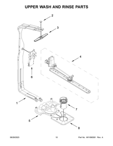 Upper Wash And Rinse Parts Diagram and Parts List for JDPSS244PL0  Jenn-Air Dishwasher