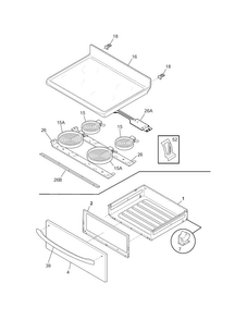 Top/drawer Diagram and Parts List for CRE3580PSA  Crosley Range