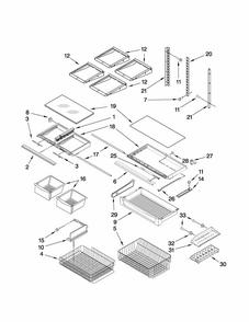 Shelf Parts Diagram and Parts List for GB2526LEKS3  Amana Refrigerator