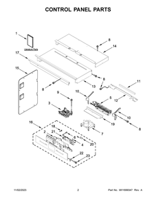 Control Panel Parts Diagram and Parts List for JMW2430LM03  Jenn-Air Microwave Oven Combo
