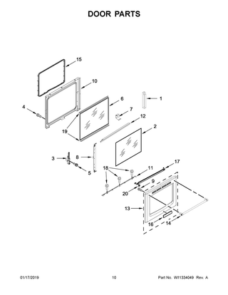Door Parts Diagram and Parts List for MGR8800HK0  Maytag Range