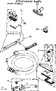 Attachment Parts Diagram and Parts List for 11628800  Kenmore Canister Vacuum
