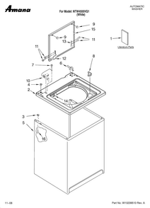 Top And Cabinet Parts Diagram and Parts List for NTW4500VQ1  Amana Washer