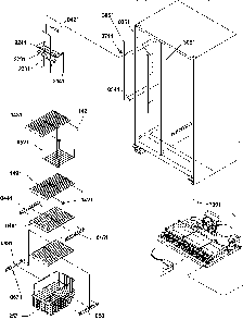 Freezer Shelves And Lights Diagram and Parts List for SX322S2L-P1313801WL  Amana Refrigerator