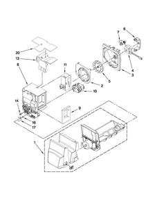 Motor And Ice Container Parts Diagram and Parts List for JFI2089AEP7  Jenn-Air Refrigerator