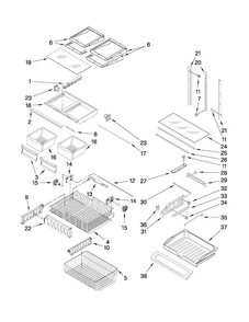Shelf Parts Diagram and Parts List for AFD2535DEW7  Amana Refrigerator