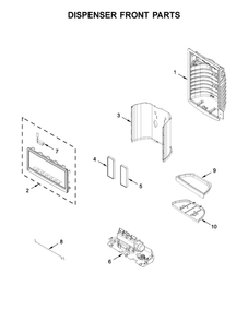 Dispenser Front Parts Diagram and Parts List for MFI2570FEW01  Maytag Refrigerator