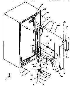 Rear Cabinet Diagram and Parts List for SXD25A-P1162436W  Amana Refrigerator