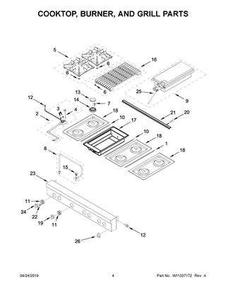 Cooktop, Burner, And Grill Parts Diagram and Parts List for JGCP648HL00  Maytag Cooktop