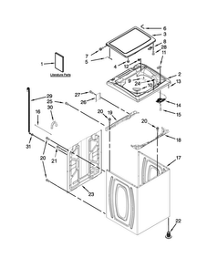 Top And Cabinet Parts Diagram and Parts List for 7MMVWX521BW1  Maytag Washer