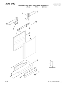 Door And Panel Parts Diagram and Parts List for MDBH979AWS2  Maytag Dishwasher