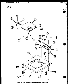 Cabinet Top Diagram and Parts List for TAA800 P75751-7W Amana Dryer