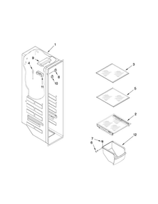 Freezer Liner Parts Diagram and Parts List for MSB27C2XAB00  Maytag Refrigerator