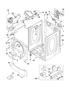 Cabinet Parts Diagram and Parts List for NED7300WW1  Amana Dryer