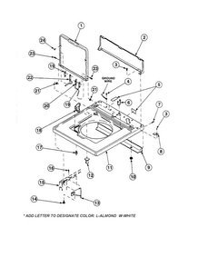 Cabinet Top/rear Panel Diagram and Parts List for CW8203W2-PCW8203W2B  Crosley Washer