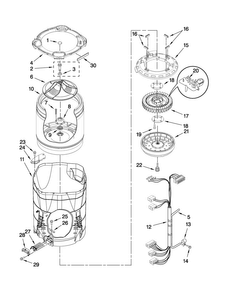 Motor, Basket And Tub Parts Diagram and Parts List for MVWB850WL1  Maytag Washer