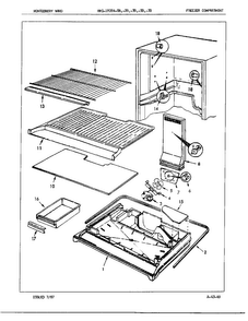 Freezer Compartment Diagram and Parts List for 19284A  Admiral Refrigerator