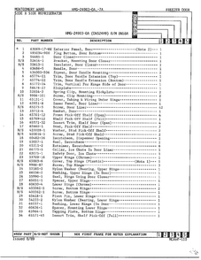 Freezer Door Page 2 Diagram and Parts List for 24903-OA  Admiral Refrigerator