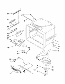 Freezer Liner Parts Diagram and Parts List for G37025PEAS5  Maytag Refrigerator