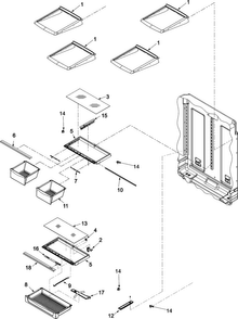 Refrigerator Shelving Diagram and Parts List for ABR2533FES0  Amana Refrigerator