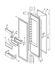 Refrigerator Door Parts Diagram and Parts List for JS48PPDUDB15  Jenn-Air Refrigerator
