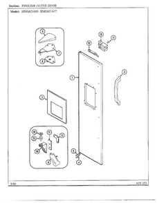 Freezer Outer Door Diagram and Parts List for HMG621657  Admiral Refrigerator