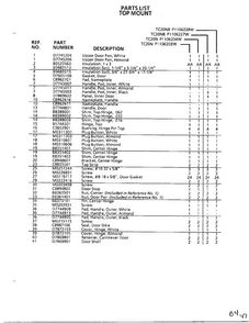 Top Mount Page 12 Diagram and Parts List for TC22N-P116205W  Amana Refrigerator