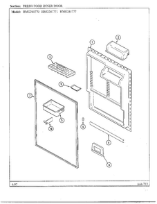 Fresh Food Inner Door Diagram and Parts List for HMG241777  Admiral Refrigerator
