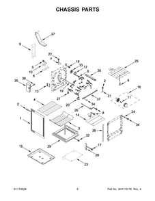 Chassis Parts Diagram and Parts List for MER8800FZ6  Maytag Range
