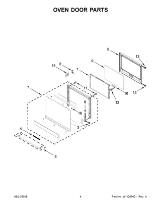 Oven Door Parts Diagram and Parts List for AWO6313SFW02  Maytag Wall Oven