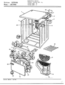 Exterior Diagram and Parts List for 7540A REV C Norge Dryer