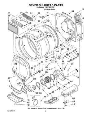 04 - DRYER BULKHEAD PARTS Diagram and Parts List for YMET3800TW2  Maytag Washer Dryer Combo