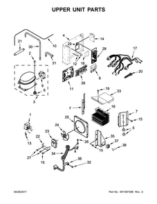 Upper Unit Parts Diagram and Parts List for JS42SSDUDE01  Jenn-Air Refrigerator