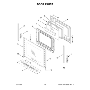 Door Parts Diagram and Parts List for ZRGW3488RS0  Crosley Range
