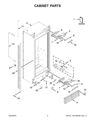 Cabinet Parts Diagram and Parts List for JBZFL18IGX00  Maytag Freezer