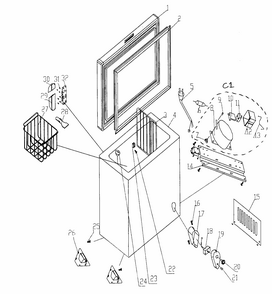 Cabinet Parts Diagram and Parts List for 25519502010  Kenmore Freezer