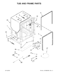 Tub And Frame Parts Diagram and Parts List for MDB4949SDZ0  Maytag Dishwasher