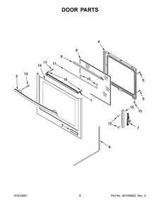 Door Parts Diagram and Parts List for JES1450FS3  Maytag Range