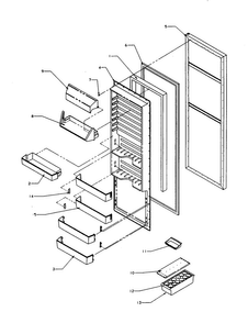 Refrigerator Door Foam Assembly Diagram and Parts List for SXD22S2L-P1190404WL  Amana Refrigerator