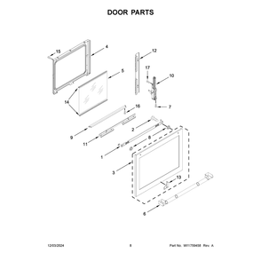 Door Parts Diagram and Parts List for JDS1450ML2  Jenn-Air Range